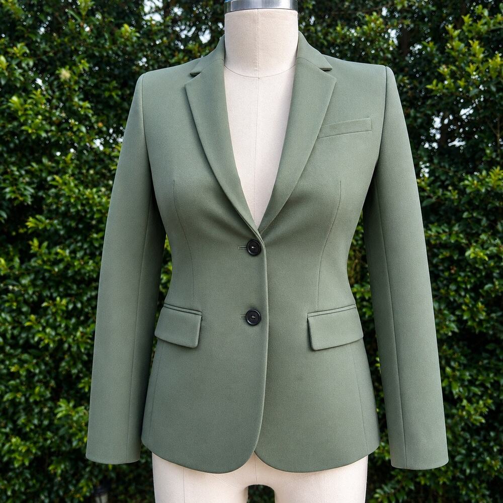 NWT Banana Republic Long and Lean Blazer Olive Green 2P Petite Workwear